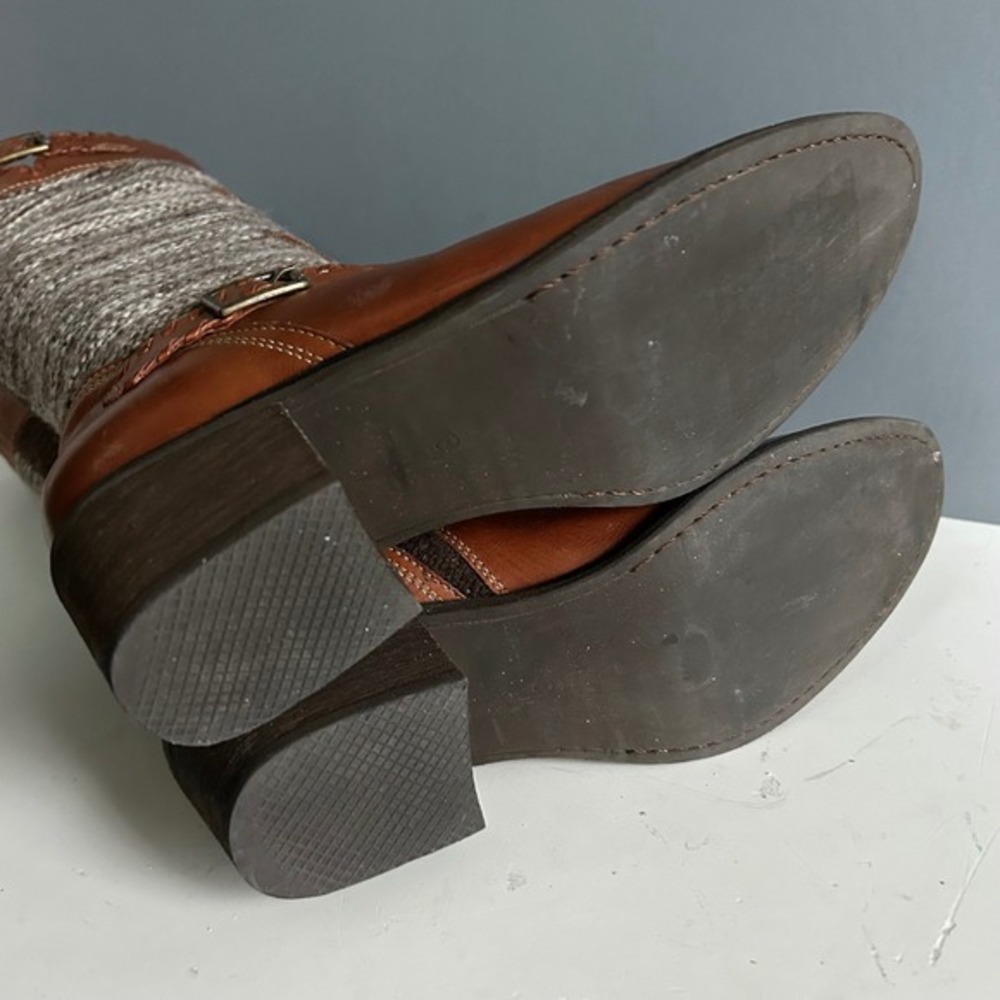 Anthropologie Fortress of Inca Boots Size 8 Western Leather Woven Patchwork Peru - Picture 9 of 12
